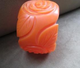 Sale Vintage Orange Floral Bangle Bracelet