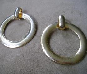 Sale Vintage Huge Gold Hoop Earrings 1970
